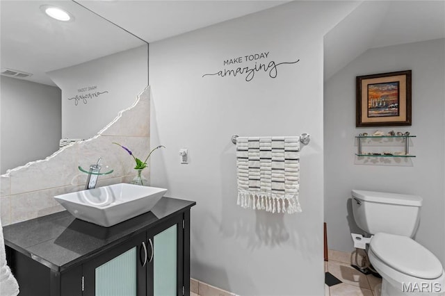 3623 Ohio Ave, Saint Louis, MO 63118 - half bathroom featuring vanity, recessed lighting, and tile patterned floors