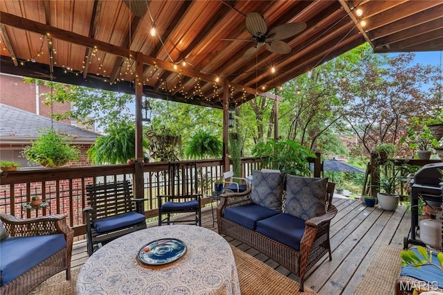 3623 Ohio Ave, Saint Louis, MO 63118 - deck with an outdoor living space and ceiling fan