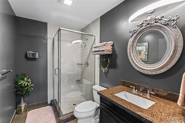 3623 Ohio Ave, Saint Louis, MO 63118 - bathroom featuring vanity, a shower stall, and tile patterned flooring