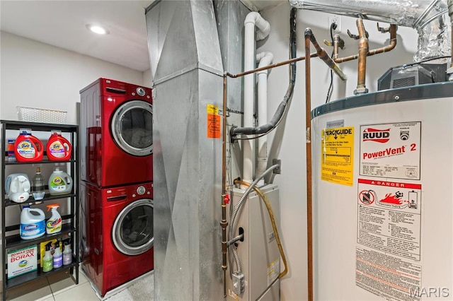 3623 Ohio Ave, Saint Louis, MO 63118 - laundry room with gas water heater and stacked washer and clothes dryer
