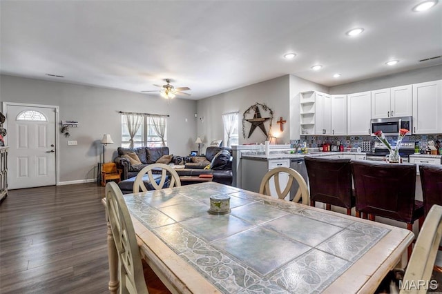 310 Crane St, Park Hills, MO 63601 - dining room with ceiling fan, dark wood-type flooring, and recessed lighting