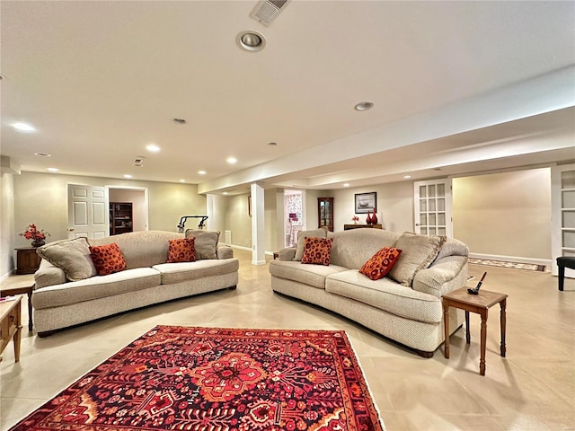 7427 Timberpoint Ct, Fairview Heights, IL 62208 - living area featuring recessed lighting and light tile patterned floors