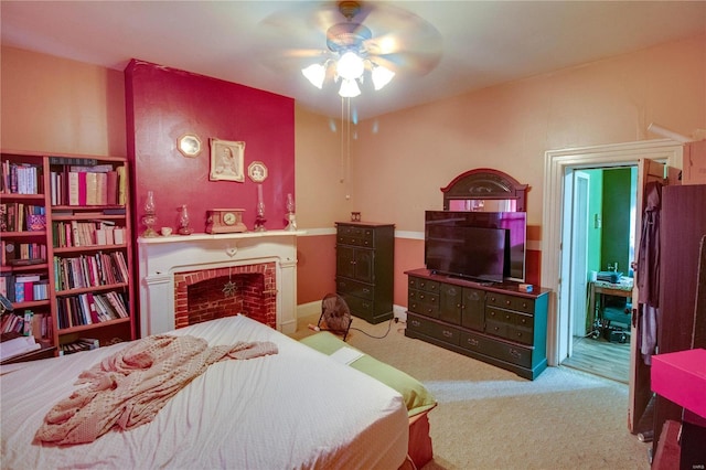 202 4th St, Carrollton, IL 62016 - carpeted bedroom featuring a fireplace