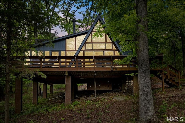 682 Shadow Lake Circle Dr, Innsbrook, MO 63390 - rear view of property featuring a wooden deck and stairs