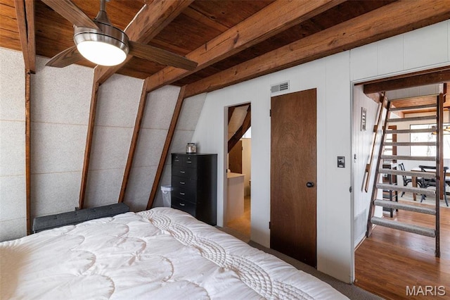 682 Shadow Lake Circle Dr, Innsbrook, MO 63390 - bedroom featuring beam ceiling, wood finished floors, and wooden ceiling