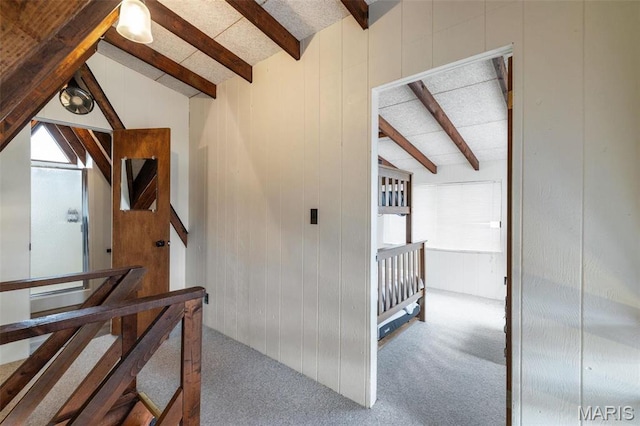 682 Shadow Lake Circle Dr, Innsbrook, MO 63390 - stairway featuring carpet and wood walls