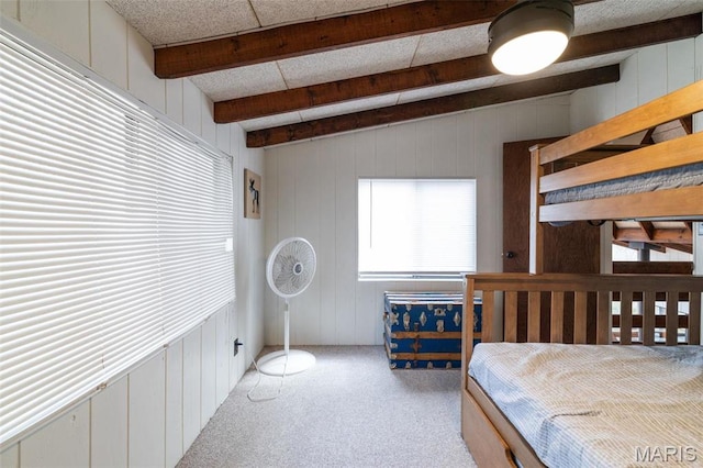 682 Shadow Lake Circle Dr, Innsbrook, MO 63390 - carpeted bedroom with beamed ceiling and wood walls