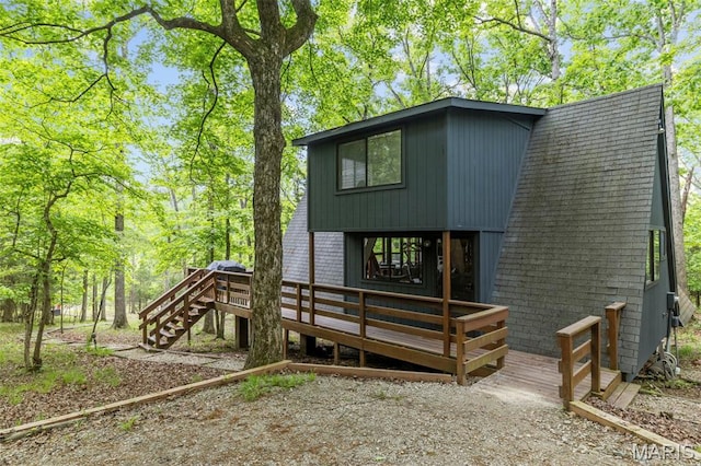 682 Shadow Lake Circle Dr, Innsbrook, MO 63390 - back of house featuring a wooden deck and stairs