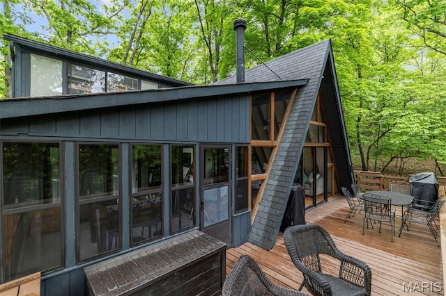682 Shadow Lake Circle Dr, Innsbrook, MO 63390 - wooden deck with outdoor dining area
