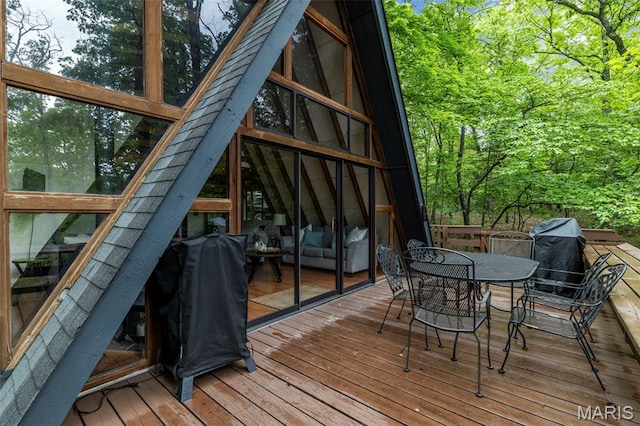 682 Shadow Lake Circle Dr, Innsbrook, MO 63390 - wooden deck featuring outdoor dining area