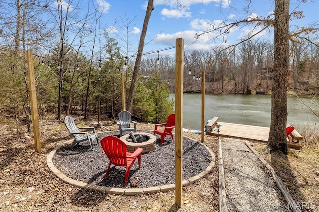 682 Shadow Lake Circle Dr, Innsbrook, MO 63390 - view of yard with a fire pit and a water view
