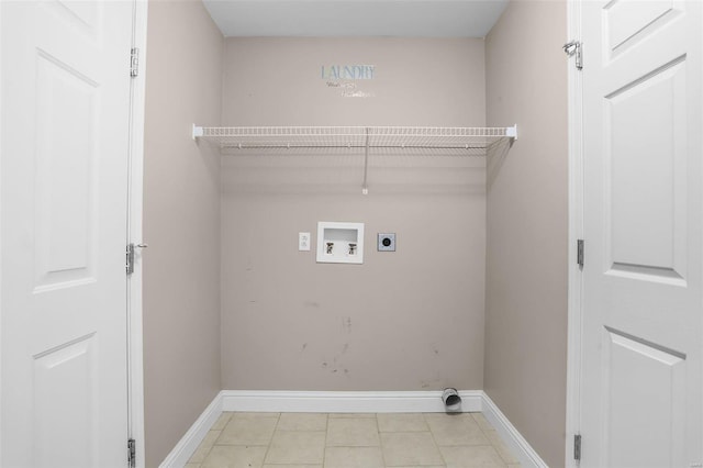 443 Mark Twain Loop, Union, MO 63084 - clothes washing area featuring electric dryer hookup, hookup for a washing machine, baseboards, and light tile patterned floors