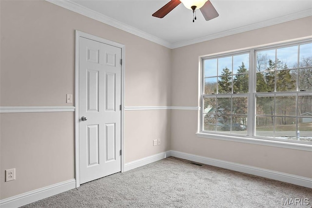 443 Mark Twain Loop, Union, MO 63084 - unfurnished bedroom with carpet flooring, ornamental molding, and ceiling fan