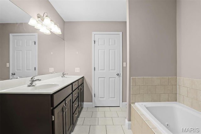 443 Mark Twain Loop, Union, MO 63084 - bathroom with double vanity, tile patterned floors, and a whirlpool tub