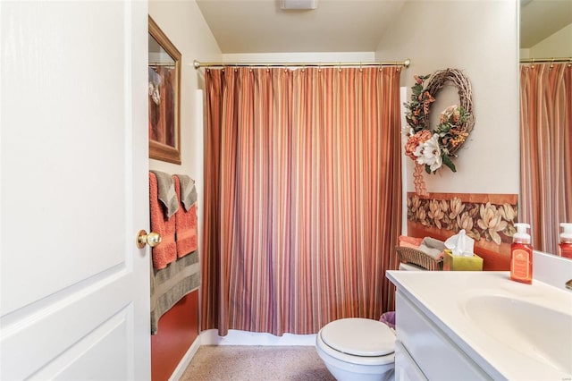 8041 Greystone Ln, Bonne Terre, MO 63628 - bathroom with vanity, toilet, and curtained shower