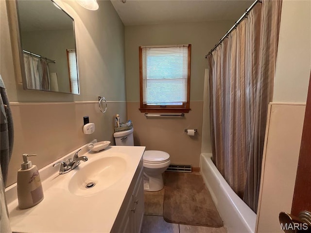 932 State Highway Hh, Isabella, MO 65676 - bathroom featuring vanity, shower / tub combo, and tile patterned flooring
