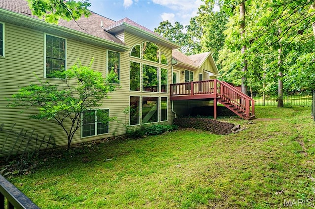 814 Marti Dr, Rolla, MO 65401 - rear view of property with stairs and a wooden deck