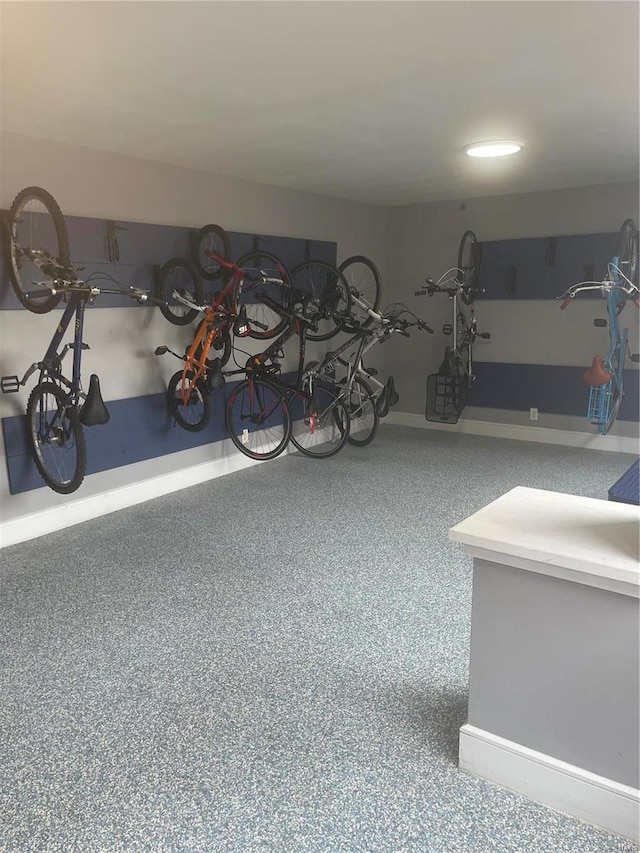 garage with baseboards