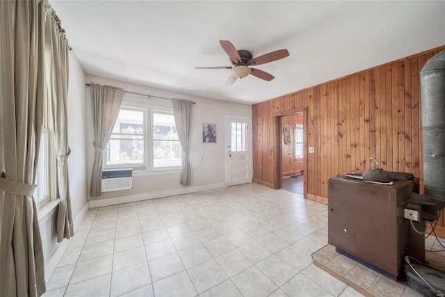 2251 County Road 6670, Salem, MO 65560 - foyer entrance with a ceiling fan, baseboards, wood walls, and light tile patterned flooring