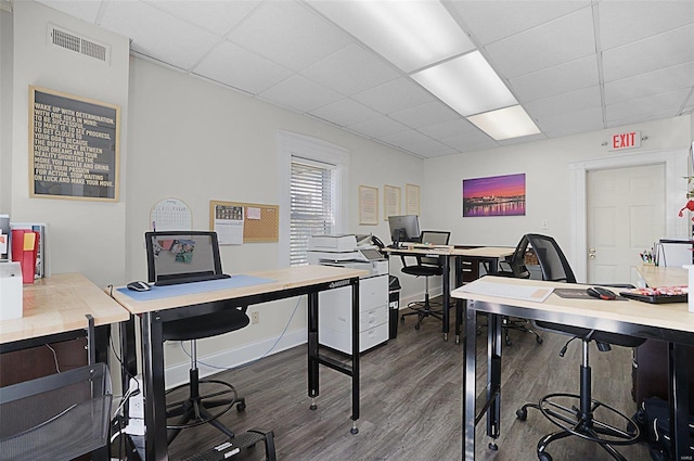 401 Elm St, Washington, MO 63090 - office with a drop ceiling and dark wood-style floors