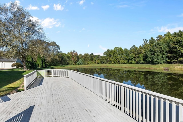 237 Kensington Ln, Cape Girardeau, MO 63701 - wooden deck featuring a water view and a lawn
