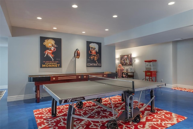 2471 Alpine Cove Dr, Innsbrook, MO 63390 - recreation room with recessed lighting, baseboards, and finished concrete floors