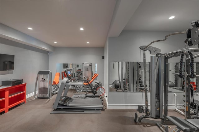 2471 Alpine Cove Dr, Innsbrook, MO 63390 - gym featuring recessed lighting and baseboards