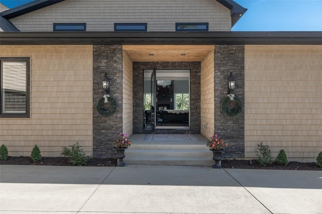 2471 Alpine Cove Dr, Innsbrook, MO 63390 - doorway to property featuring stone siding