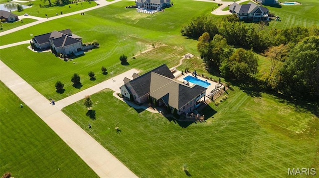 aerial view of a pool area