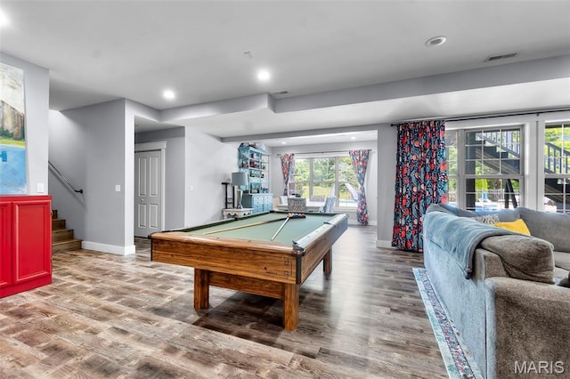 165 Kingsborough Ct, Jackson, MO 63755 - rec room featuring wood finished floors, recessed lighting, and billiards table