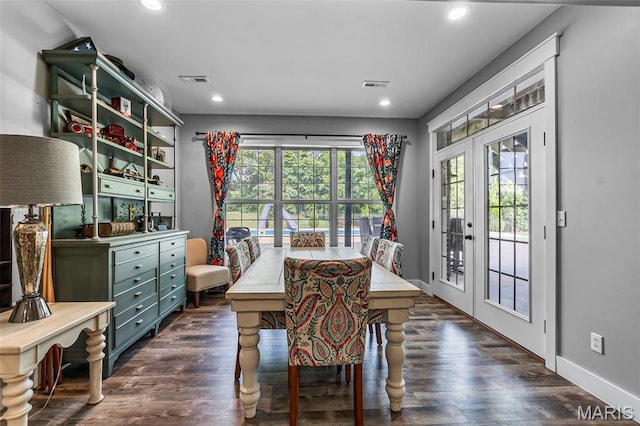 165 Kingsborough Ct, Jackson, MO 63755 - dining room featuring dark wood-style flooring, recessed lighting, and french doors