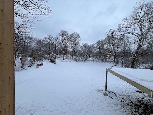view of yard covered in snow