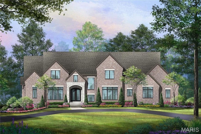 13 Litzsinger Ln, Saint Louis, MO 63124 - view of front facade featuring a lawn, roof with shingles, and brick siding