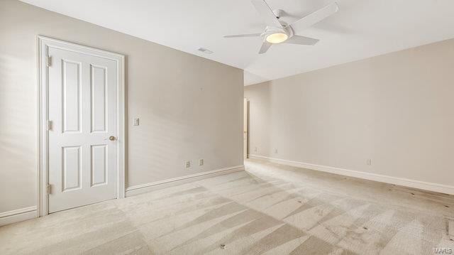 962 Hwy W, Foristell, MO 63348 - spare room with carpet, a ceiling fan, and baseboards