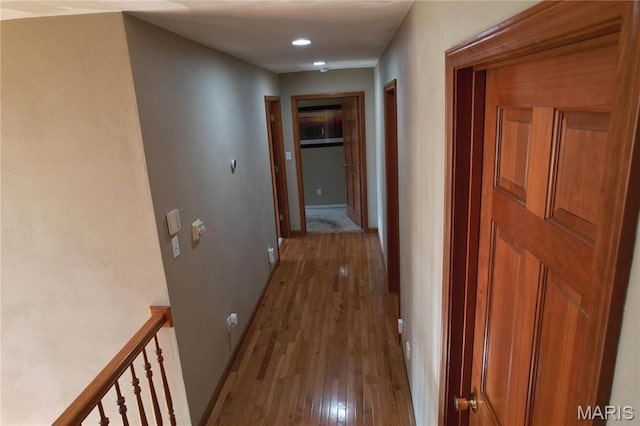 334 Spring Lake Rd, Millstadt, IL 62260 - corridor featuring wood finished floors, baseboards, and recessed lighting
