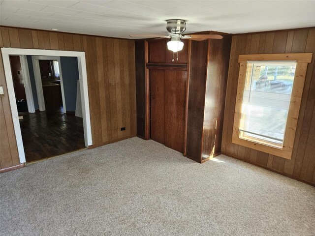 174 Clinton St, Hamburg, IL 62045 - unfurnished bedroom with wooden walls, carpet, and a closet