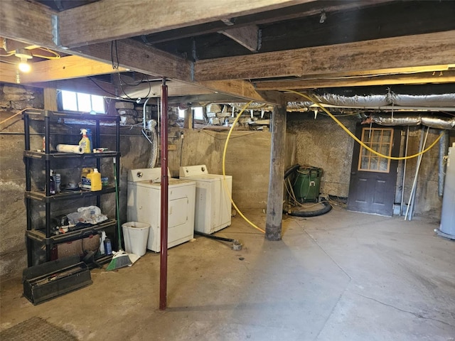174 Clinton St, Hamburg, IL 62045 - basement with washing machine and clothes dryer and gas water heater