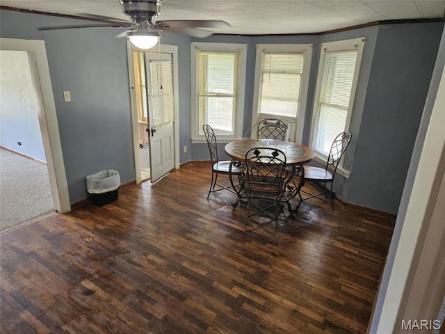 174 Clinton St, Hamburg, IL 62045 - dining area with wood finished floors, a ceiling fan, and crown molding