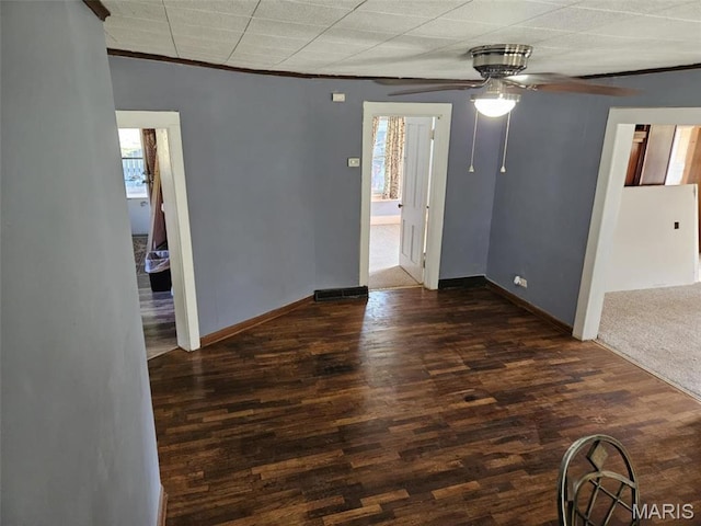 174 Clinton St, Hamburg, IL 62045 - unfurnished room with wood finished floors, a ceiling fan, and ornamental molding