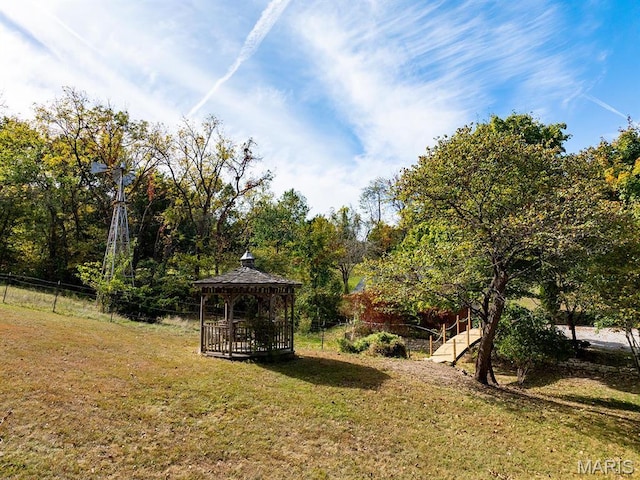view of yard featuring a gazebo