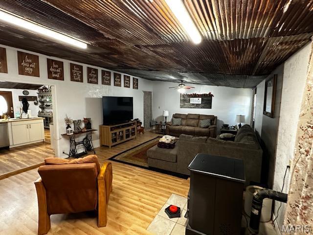 699 State Highway V, Sturdivant, MO 63782 - living room featuring a ceiling fan and light wood-type flooring