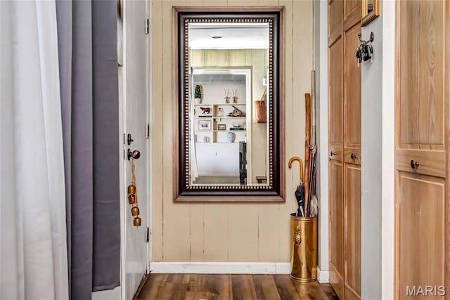 11409 Manchester Rd, Saint Louis, MO 63122 - corridor with baseboards and dark wood finished floors