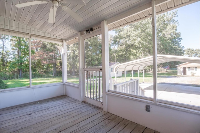 12191 County Road 637, Dexter, MO 63841 - unfurnished sunroom with a ceiling fan and healthy amount of natural light