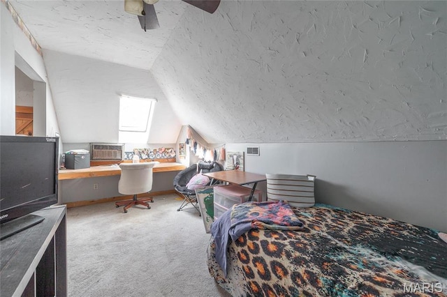 401 W Gibbs, Salem, MO 65560 - carpeted bedroom featuring vaulted ceiling, a ceiling fan, and a textured ceiling