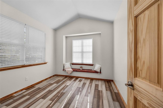 11336 Choctaw Cir, Saint Genevieve, MO 63670 - spare room with lofted ceiling and wood finished floors