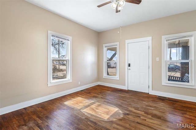 32 Summit St, Bonne Terre, MO 63628 - foyer entrance with plenty of natural light, baseboards, and wood finished floors
