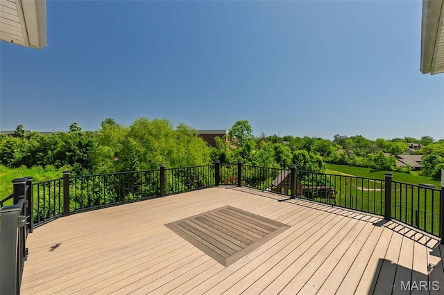 612 Savannah View Way, Chesterfield, MO 63017 - wooden deck featuring a lawn
