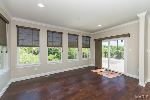 612 Savannah View Way, Chesterfield, MO 63017 - empty room with wood finished floors, ornamental molding, baseboards, and recessed lighting
