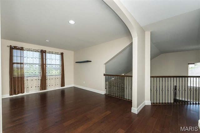 612 Savannah View Way, Chesterfield, MO 63017 - additional living space featuring wood finished floors, baseboards, recessed lighting, and arched walkways