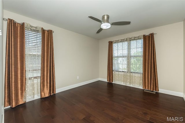 612 Savannah View Way, Chesterfield, MO 63017 - spare room featuring wood finished floors, ceiling fan, and baseboards